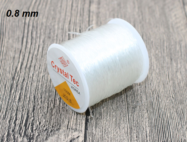 ขายส่ง เอ็นร้อยลูกปัด เอ็นยืด แบบเส้นกลม เบอร์ 0.8 (ขนาด 0.8มิล) สีใส (1ม้วน ความยาว 100เมตร)