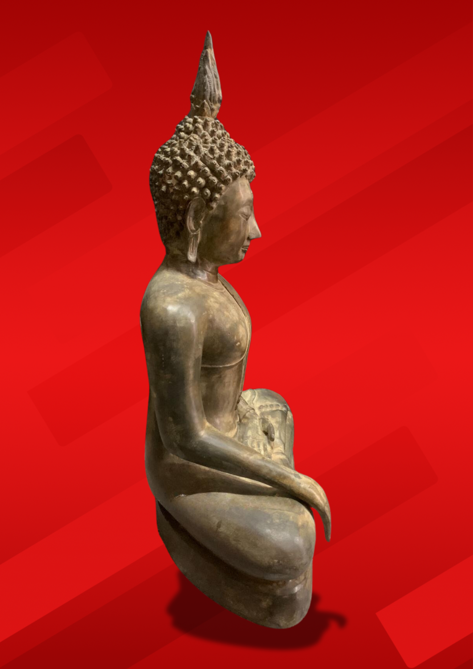 พระสุโขทัย ปางมารวิชัย หน้าตัก 14 นิ้ว เนื้อสำริดสภาพเก่า