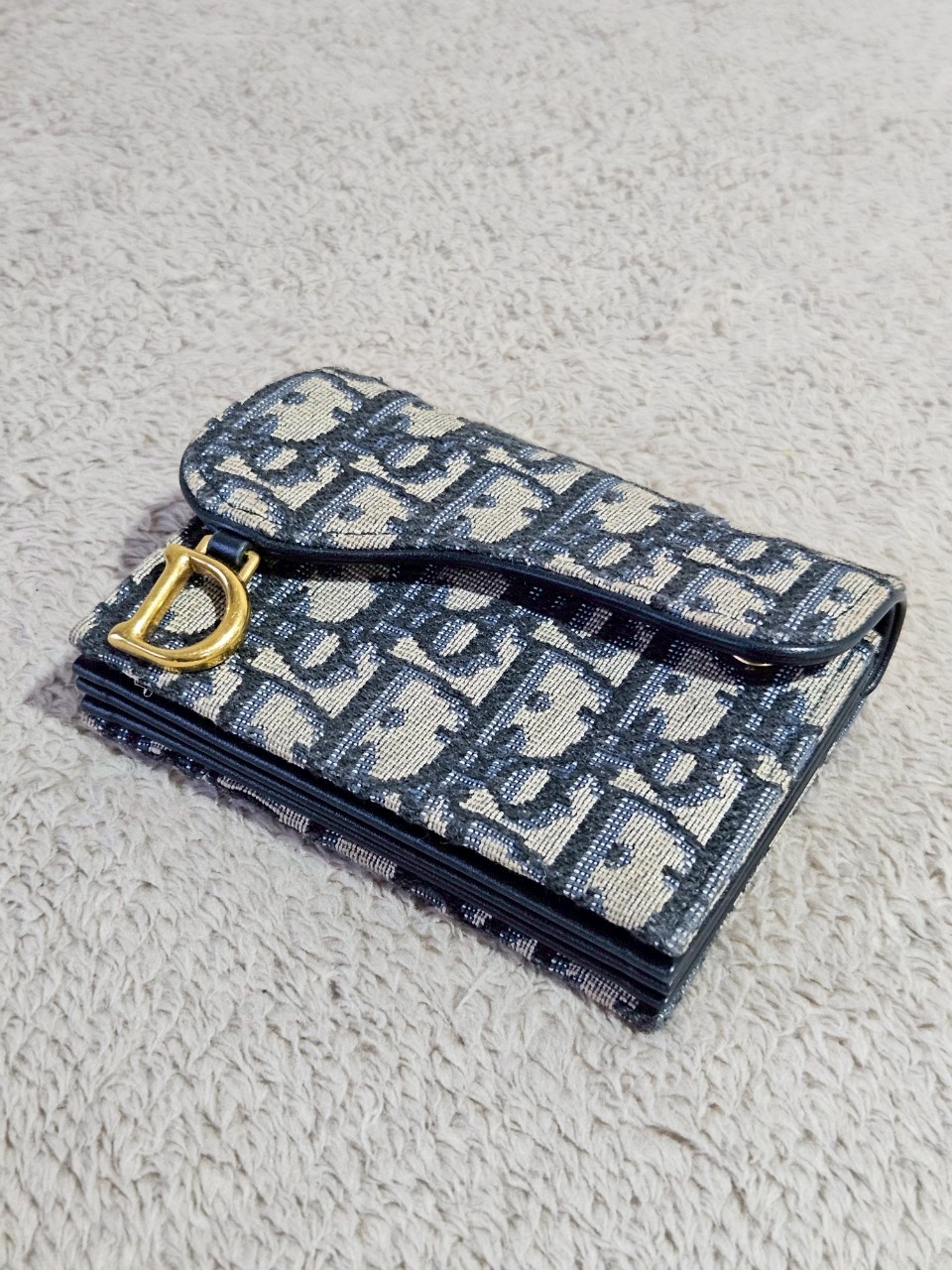 Dior Saddle 5 Gusset Card Holder Blue Dior Oblique Jacquard