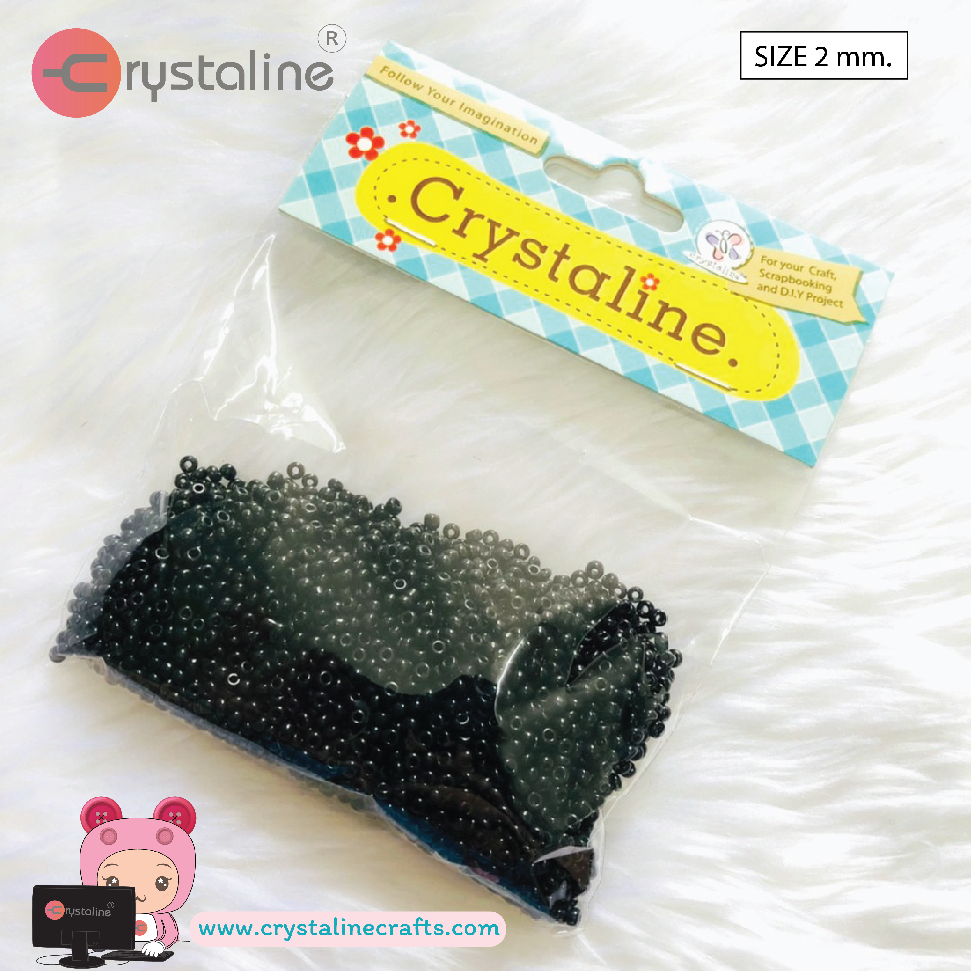 Pony bead - Black col. (size 2 mm,25g/pack)