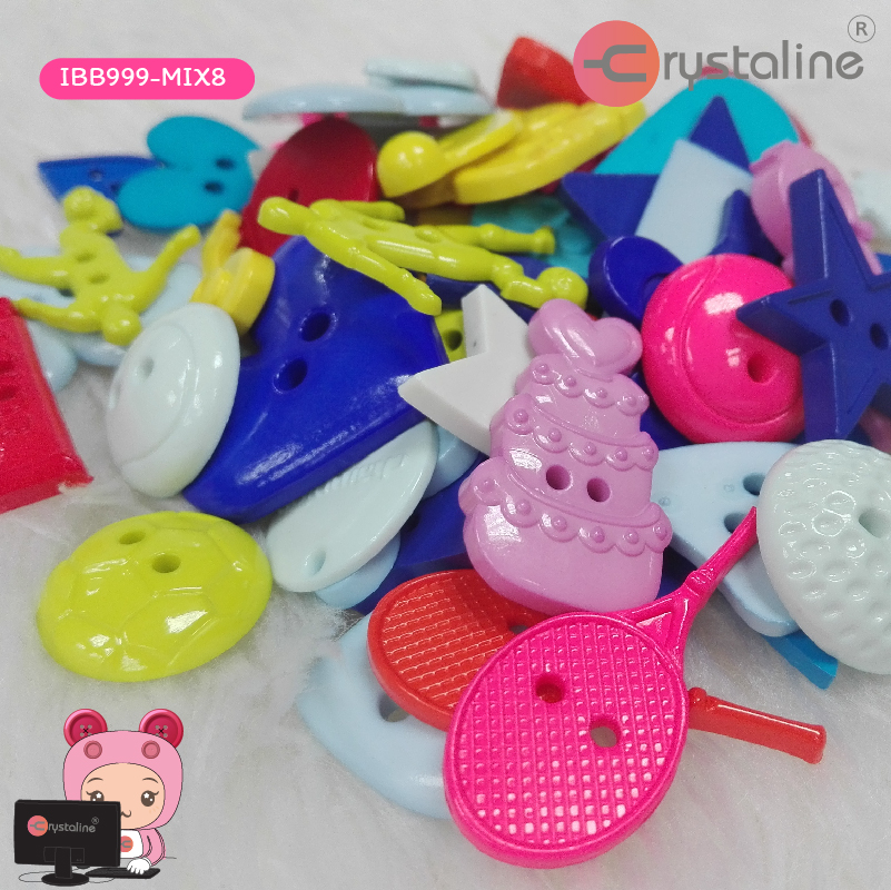 Mixed button in bag - Assorted col. (100g/pack)
