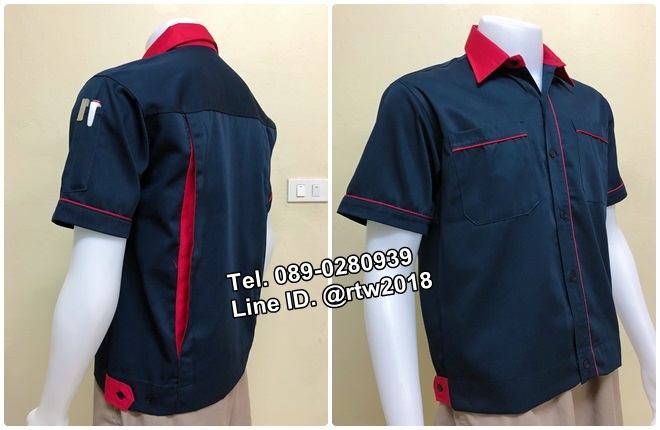 เสื้อช็อปแขนสั้นแบบกรมกุ้นแดง (รหัส A2)