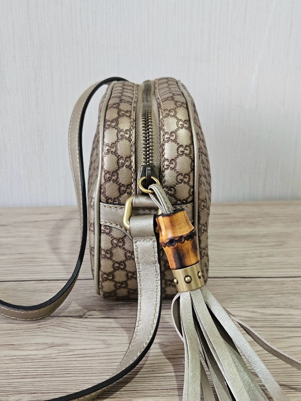 Gucci Guccissima Bamboo Metallic Gold Shoulder bag