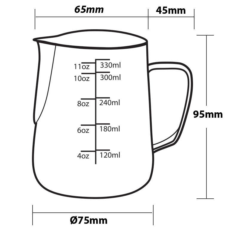 IMIX Stainless milk frothing pitcher with scale inside 350 cc. (Thickly) 1610-238
