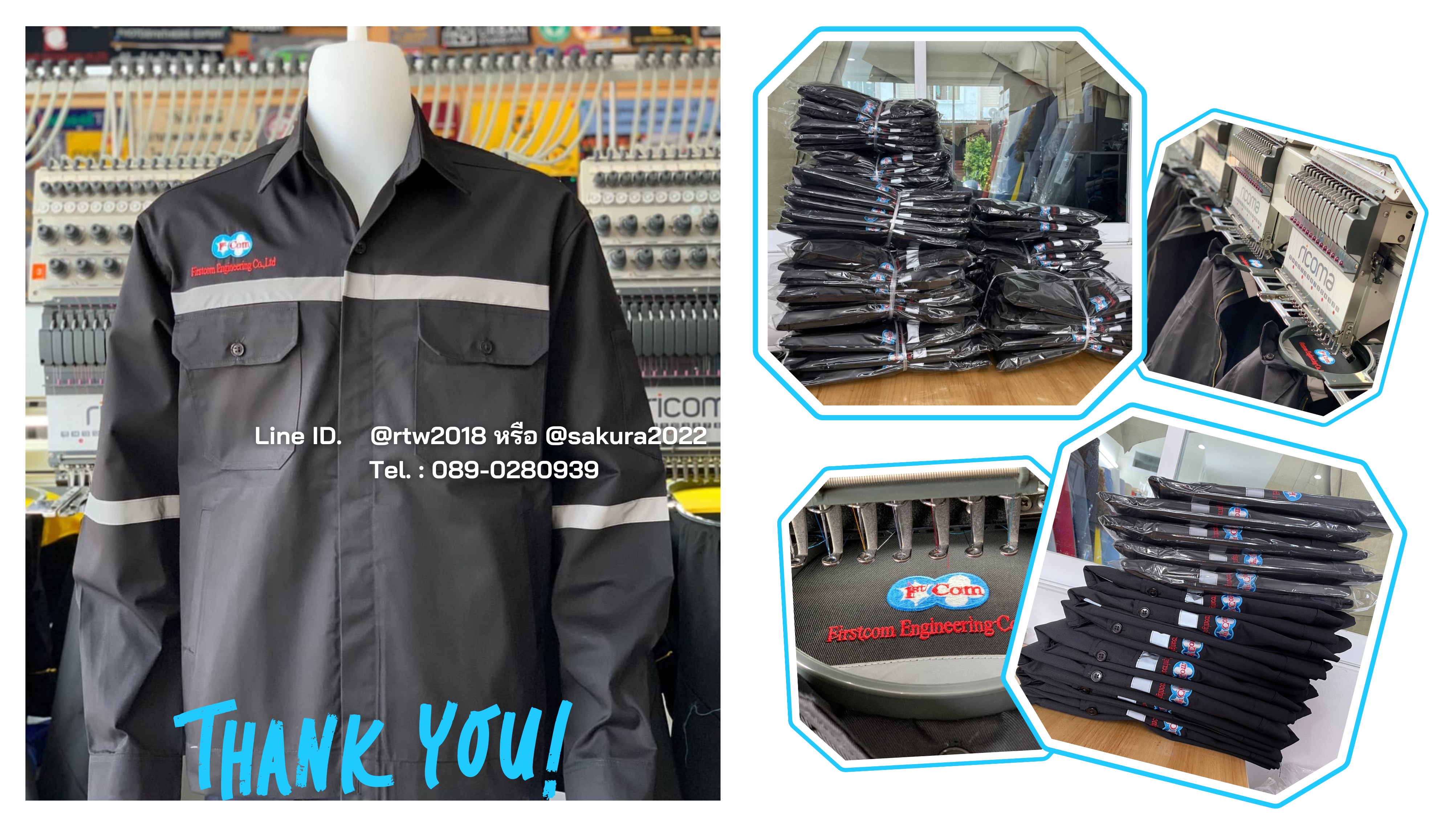 รหัส AB7.3 : เสื้อช่างแจ็คเก็ตแขนยาวผ้าคอมทวิวสีดำ 4 กระเป๋า (ติดสะท้อนแสง)