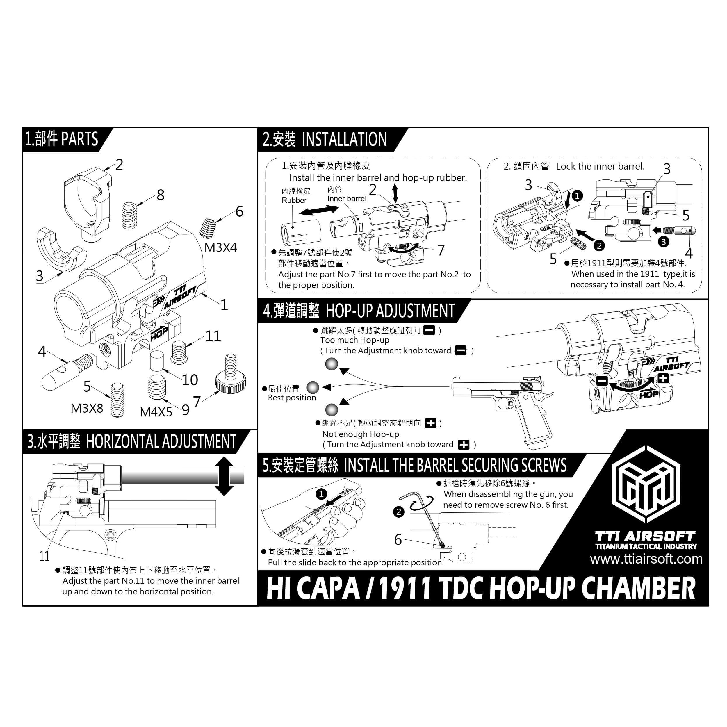TTI Airsoft Infinity One Piece TDC Aluminum Hop-Up Chamber for Hi-CAPA