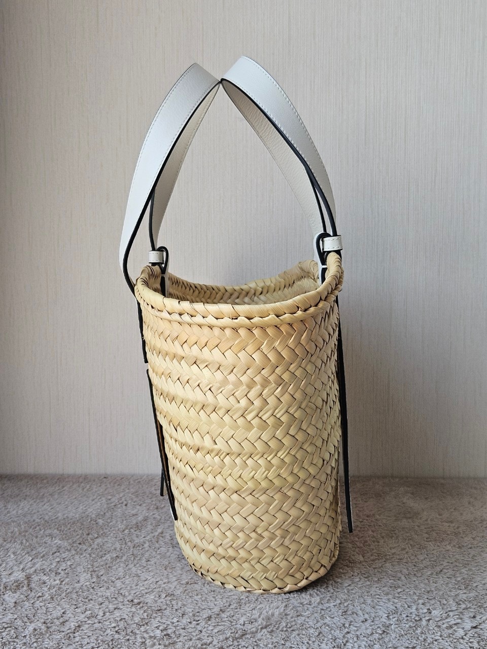 Loewe Basket Bag In Palm Leaf and Calfskin
