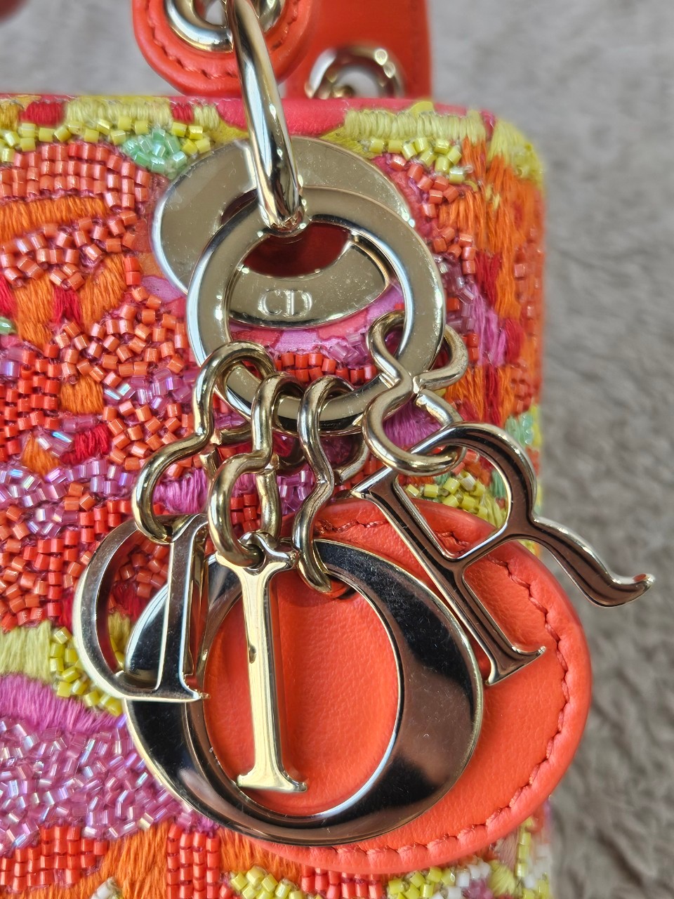 Lady Dior Micro Multicolor - Orange Gold Hardware