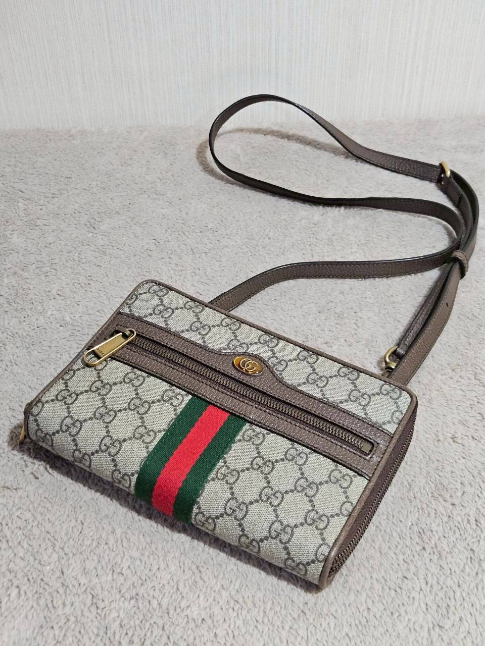 Gucci 575722 Ophidia Shoulder Bag Supreme Beige Brown