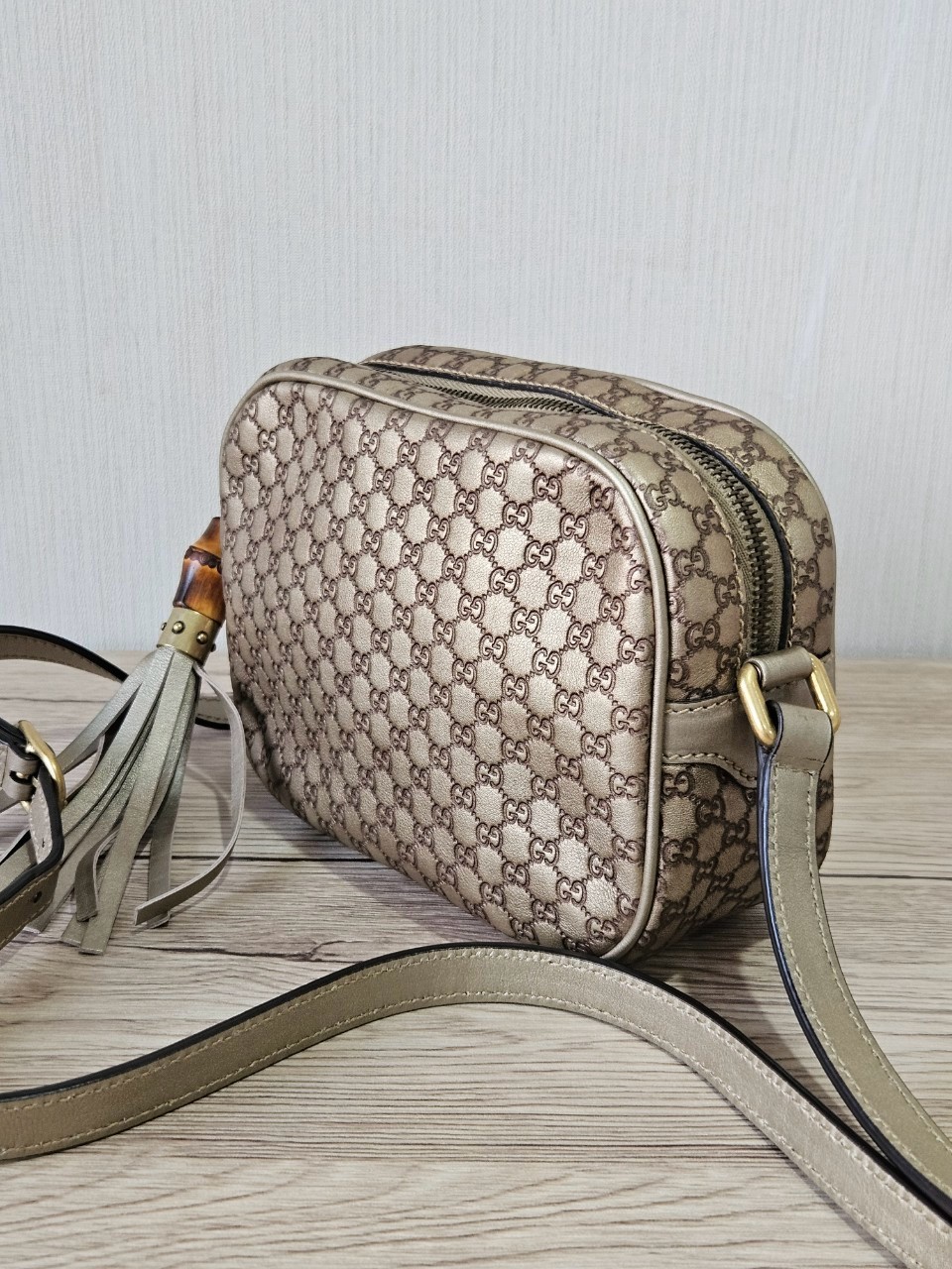 Gucci Guccissima Bamboo Metallic Gold Shoulder bag