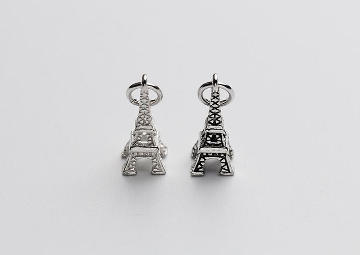 จี้เงินแท้ 92.5% หอไอเฟล สีเงินล้วน เล็ก 17*8*7mm (1ชิ้น)