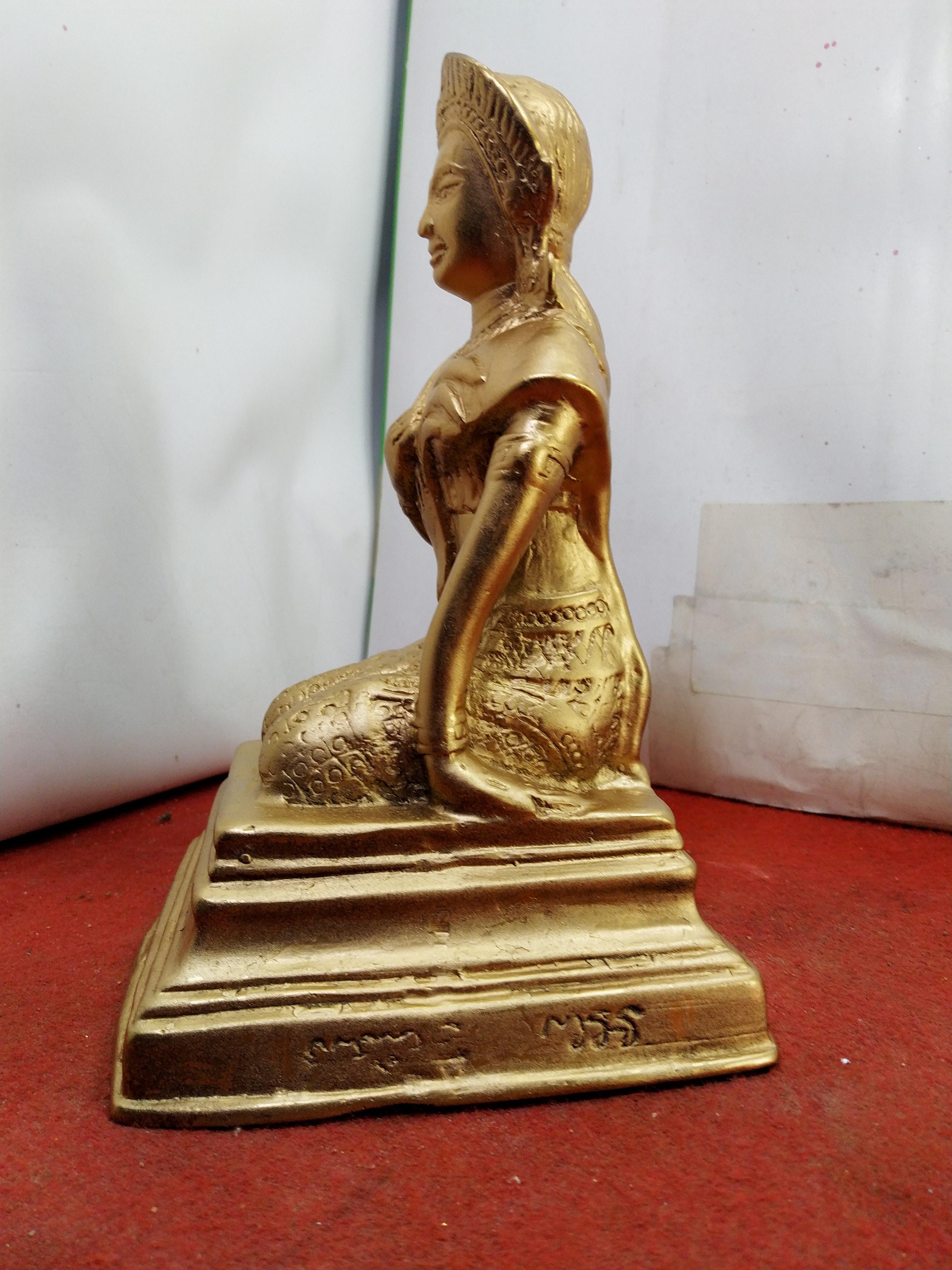 พระแม่โพสพ เทวีแห่งข้าวพันธุ์ธัญญาหาร เนื้อโลหะทองเหลืองพ่นทรายสีทอง