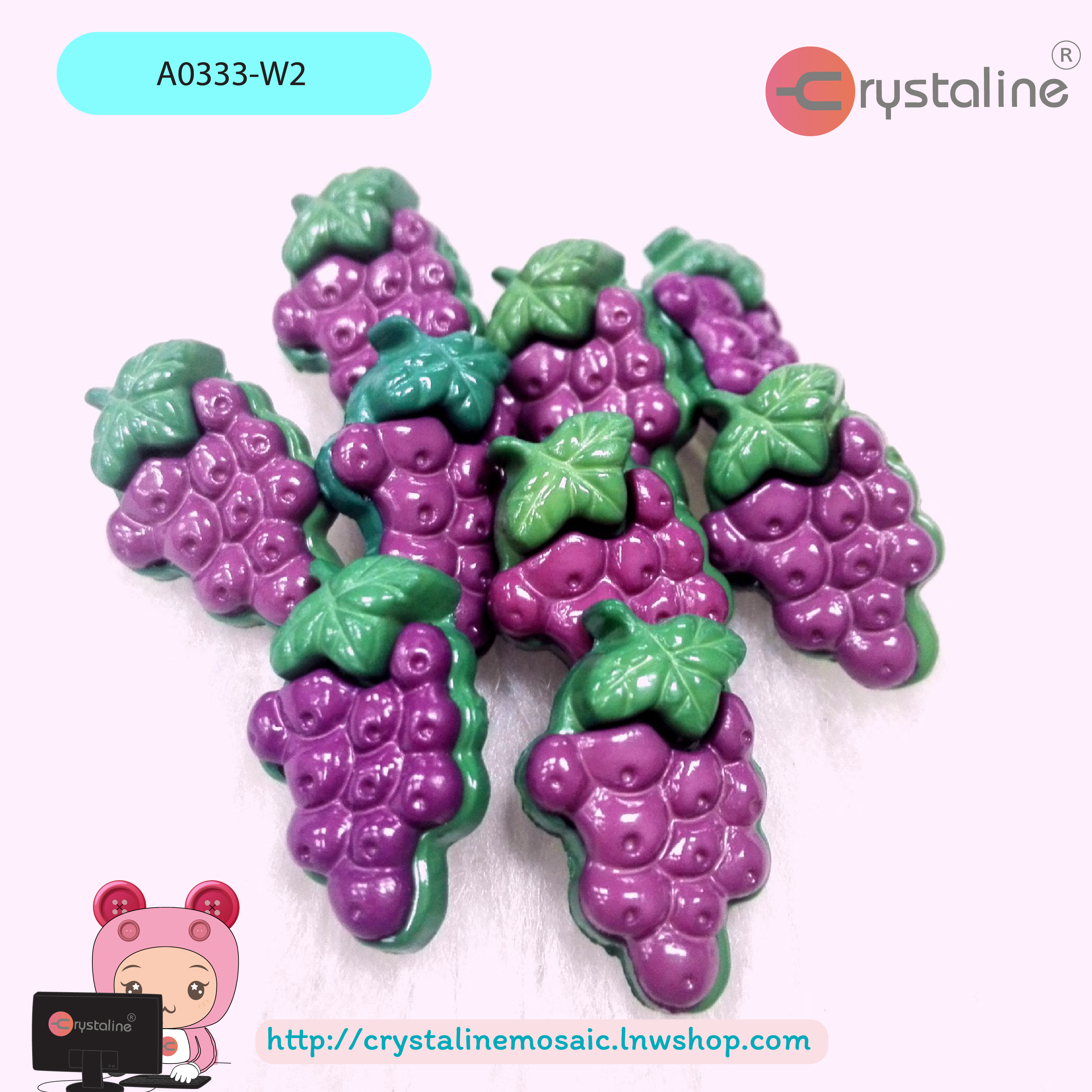 Grape button - Purple col. (size 28L,144pcs/pack)