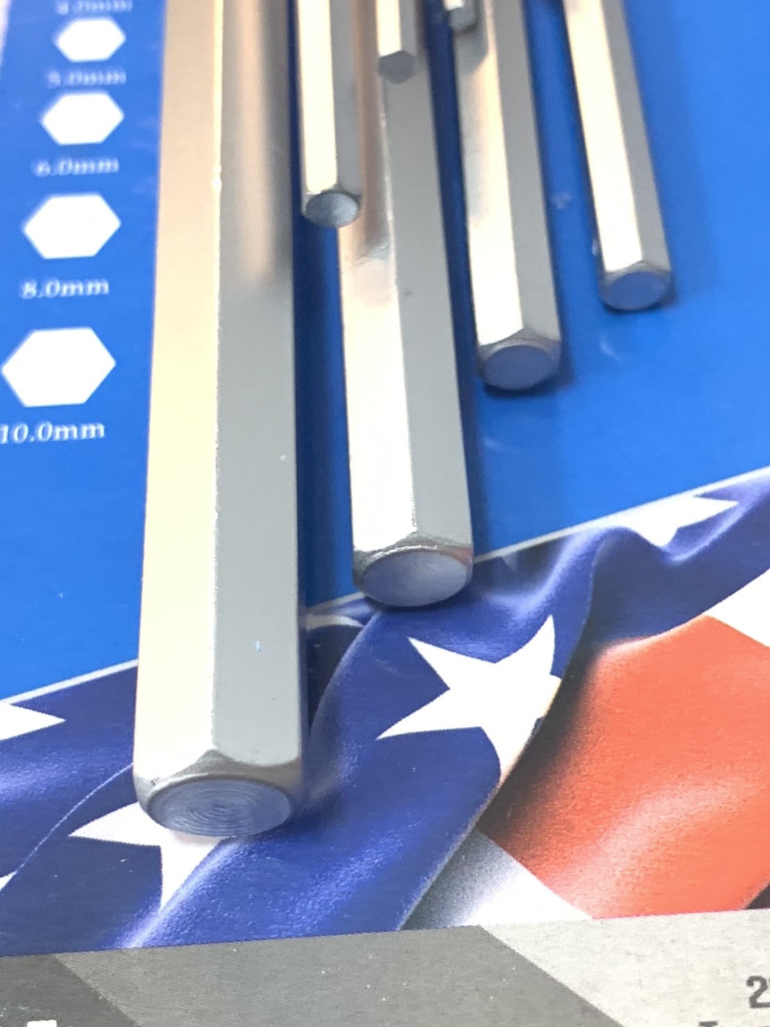 กุญแจหกเหลี่ยม มิล 9 ตัวชุด หัวตรง