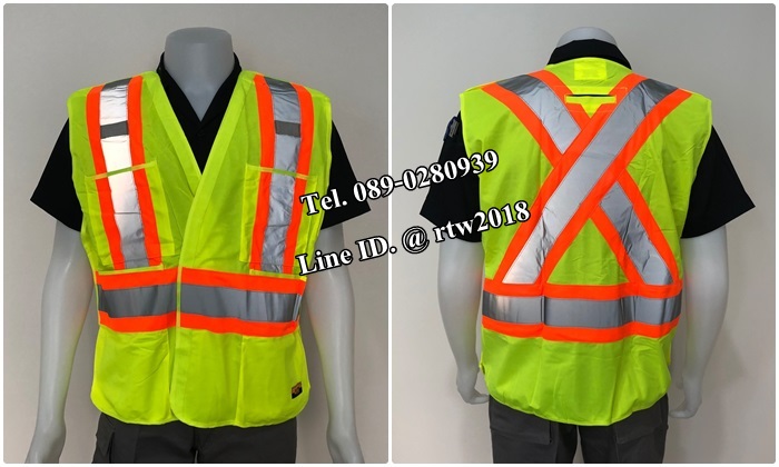 เสื้อกั๊กช่างสีเหลืองสะท้อนแสงเทาส้ม (รหัส Q10)