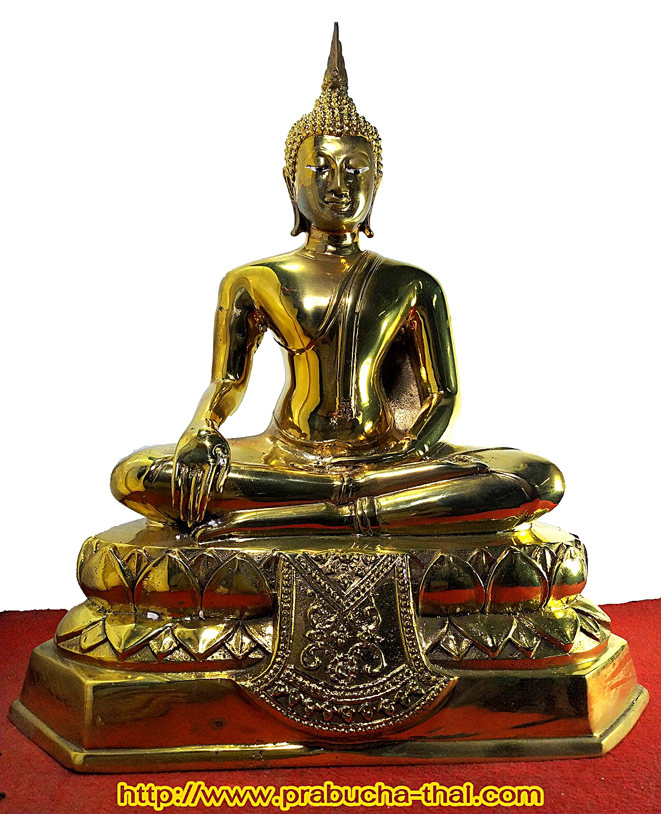 พระพุทธ ปางมารวิชัย หรือ ชนะมาร หน้าตัก 9 นิ้ว เนื้อทองเหลืองขัดเงา