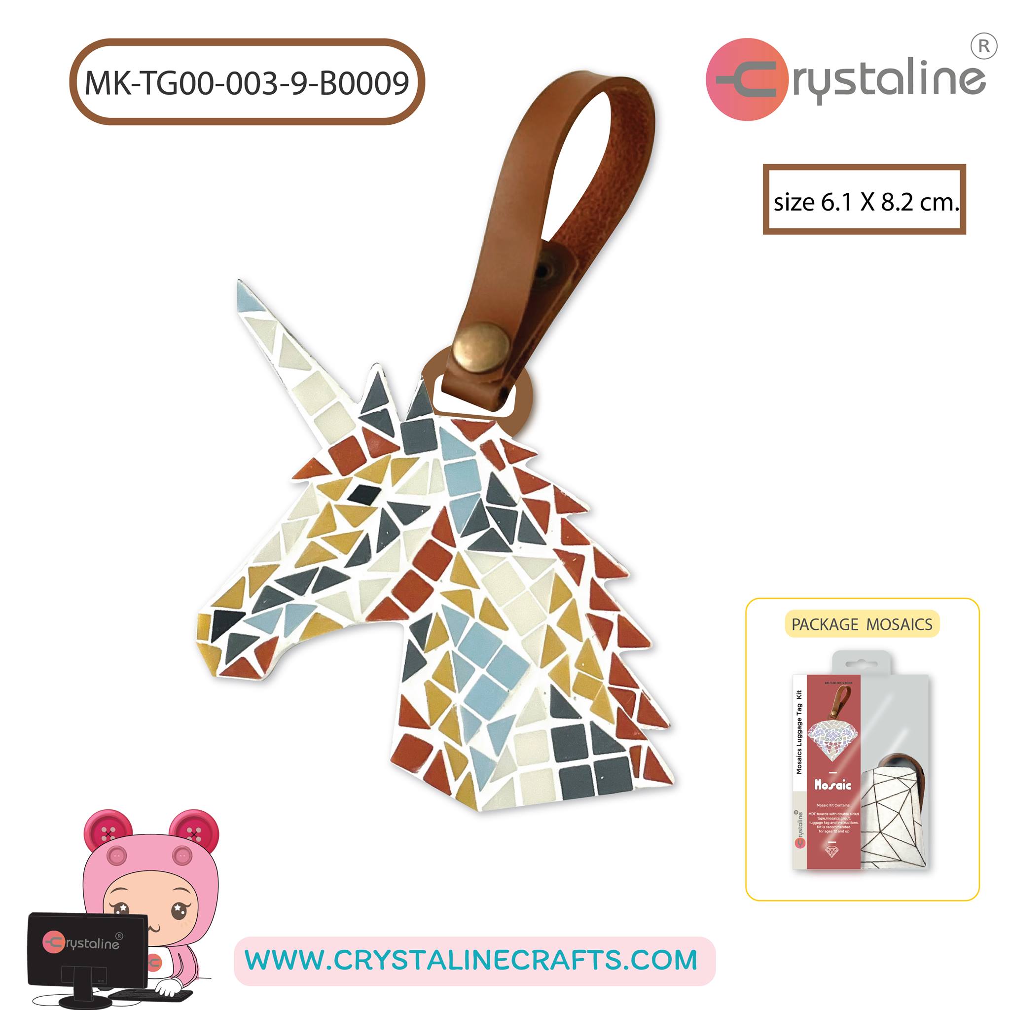 Mosaic luggage tag - Unicorn (size 6.1x8.2 cm,1pc/pack)