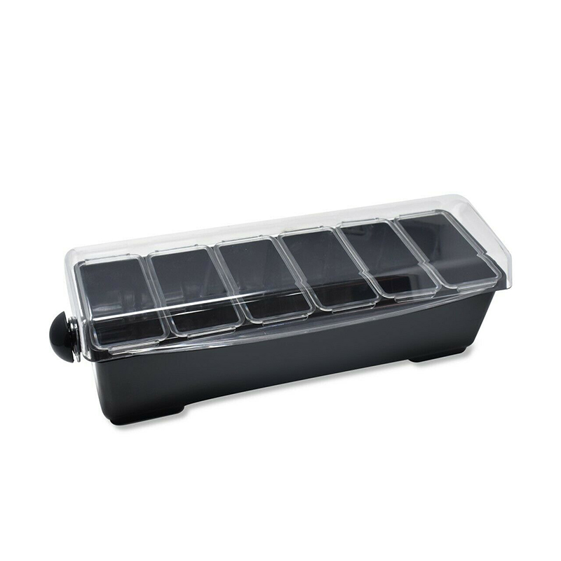 กล่องแคดดี้ กล่องใส่เครื่องปรุง กล่องจัดเตรียมวัตถุดิบ 6 ช่อง มีฝาปิด