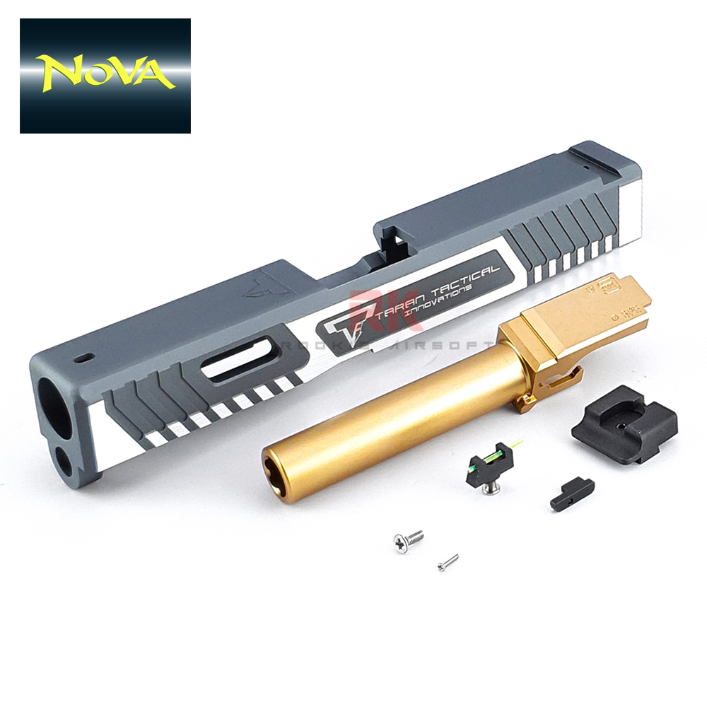 NOVA CNC Aluminum TTI Style G19 Slide Set for Marui G19 (Matte Silver)