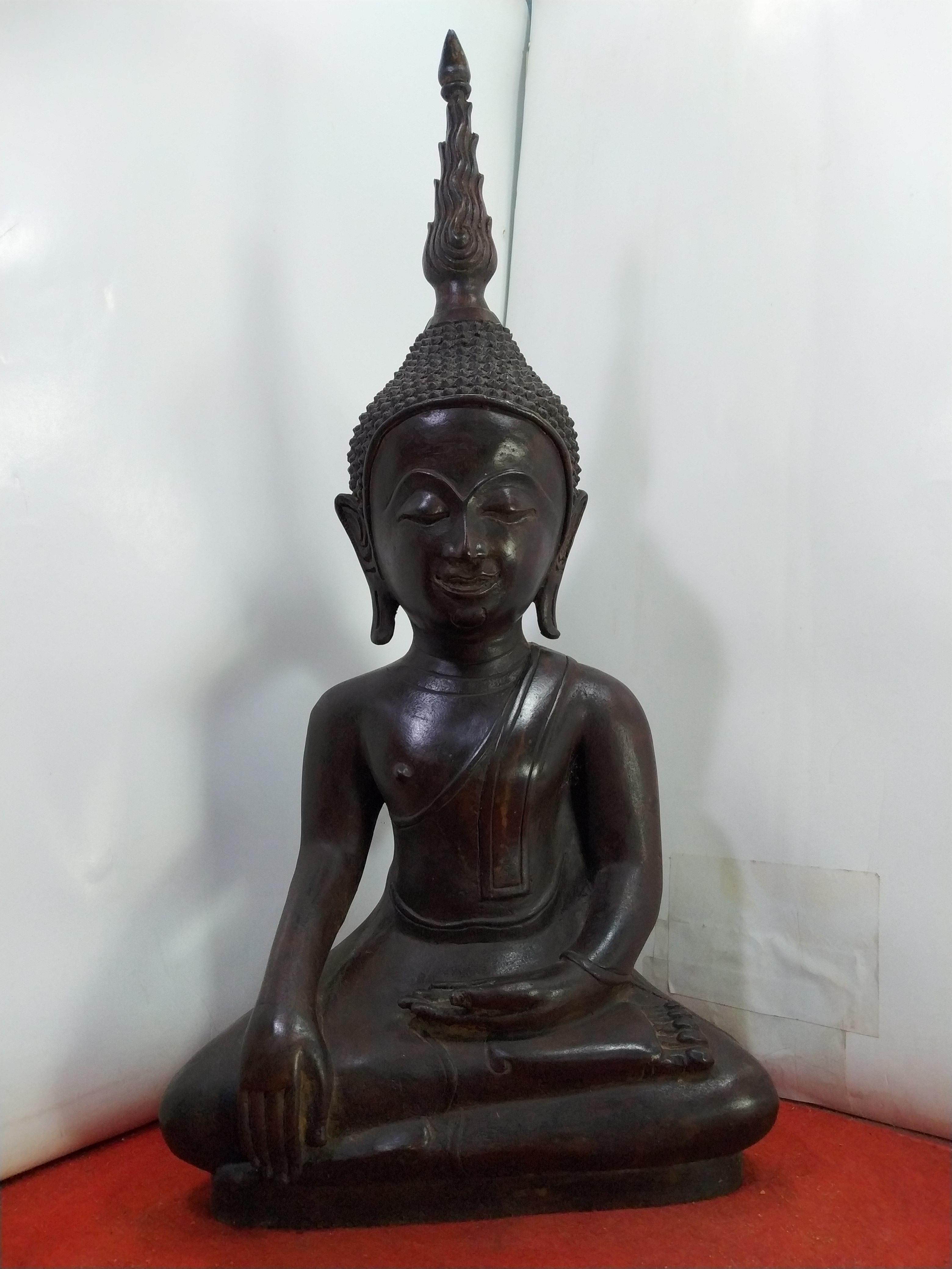 พระเชียงรุ้ง ปางมารวิชัย เกตุเพลิง หน้าตัก 9 นิ้ว เนื้อโลหะสำริด