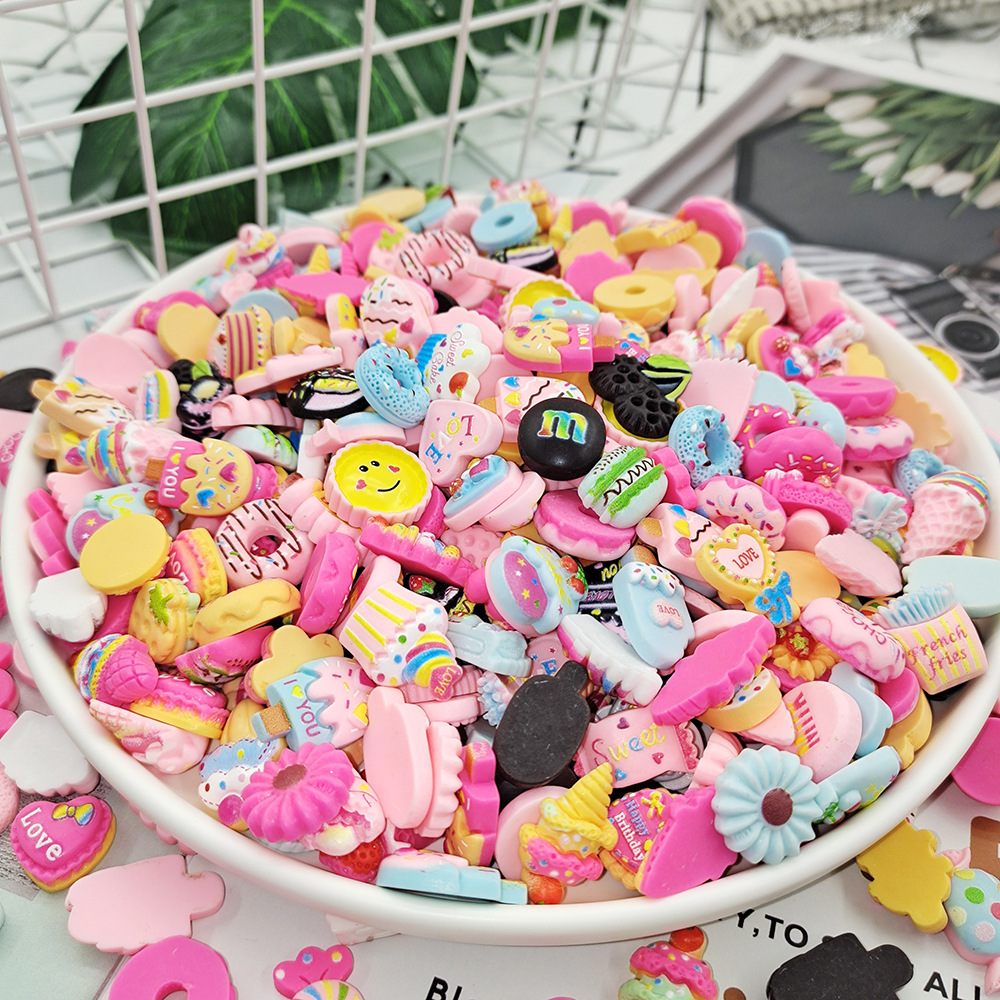 ขายส่ง เรซิ่นตกแต่ง DIY ชุดลายขนม (คละลาย) ประมาณ 100ชิ้น/แพค