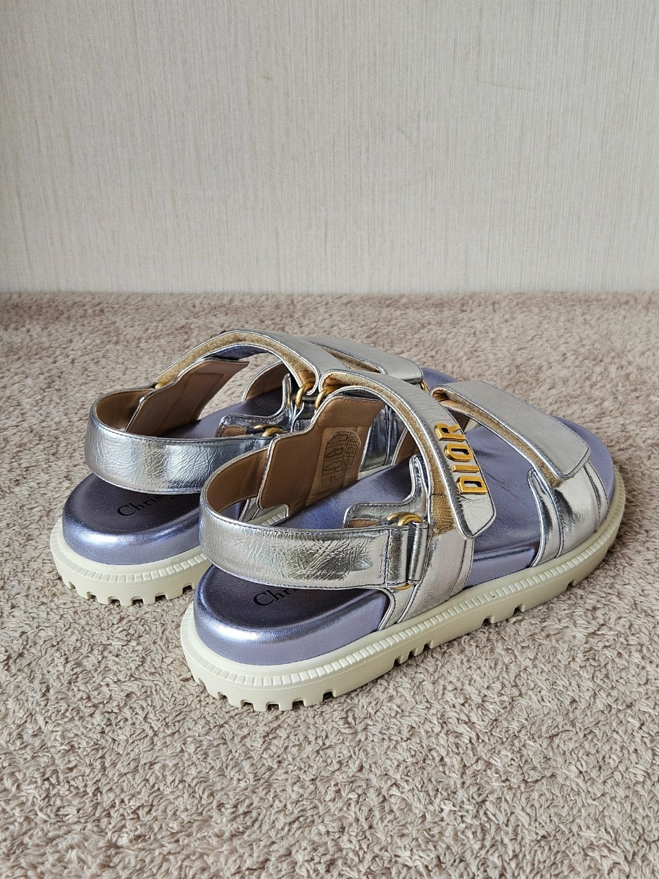 Dior Dioract Silver Leather Sandals