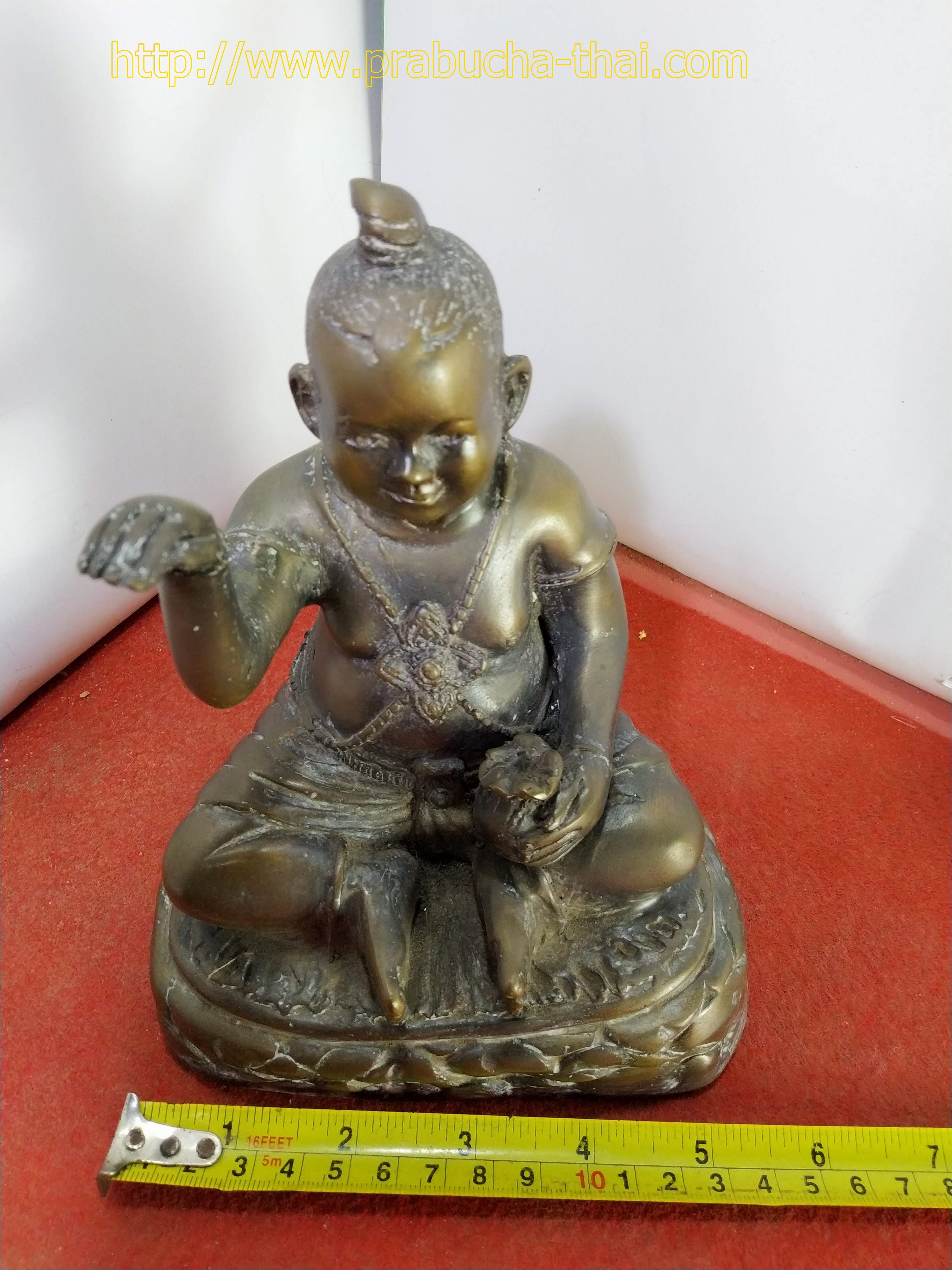 กุมารทองเพชรเจ้าจุก เนื้อโลหะฐานขนาด5นิ้ว วัดพรหมจริยาราม เชียงใหม่