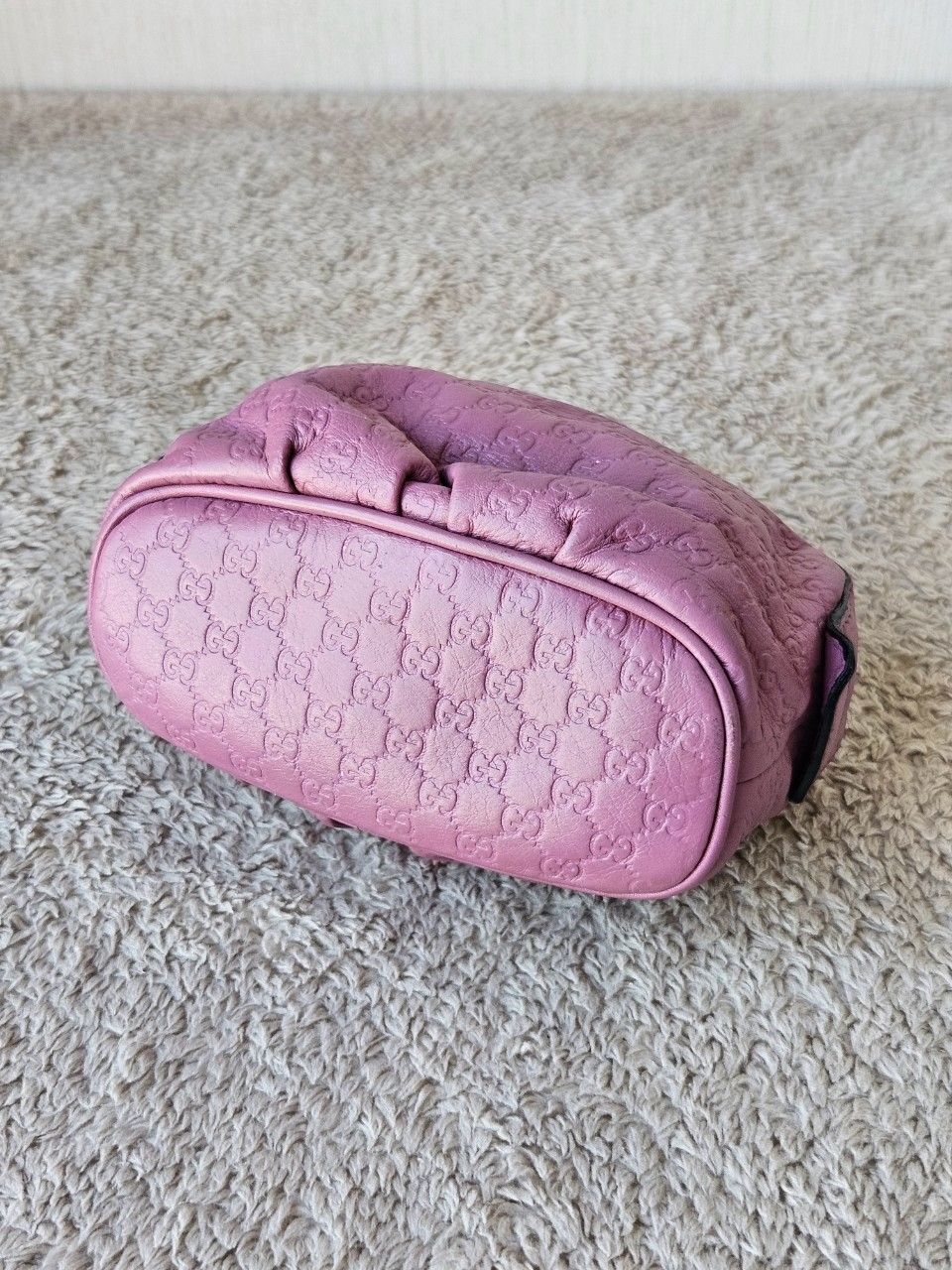 Gucci Small Pouch Cosmetic Pink Leather Interlocking G