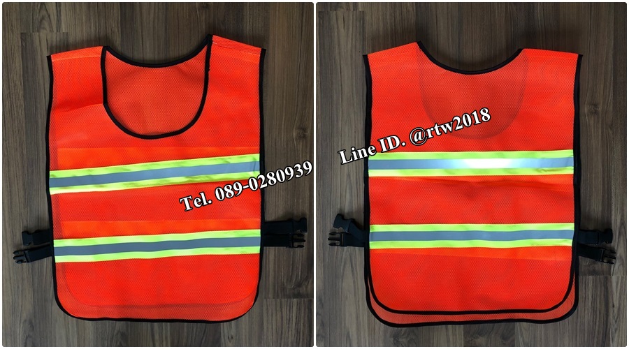 เสื้อกั๊กช่างตาข่ายสีส้มสะท้อนแสงเทาเขียว (รหัส Q6)