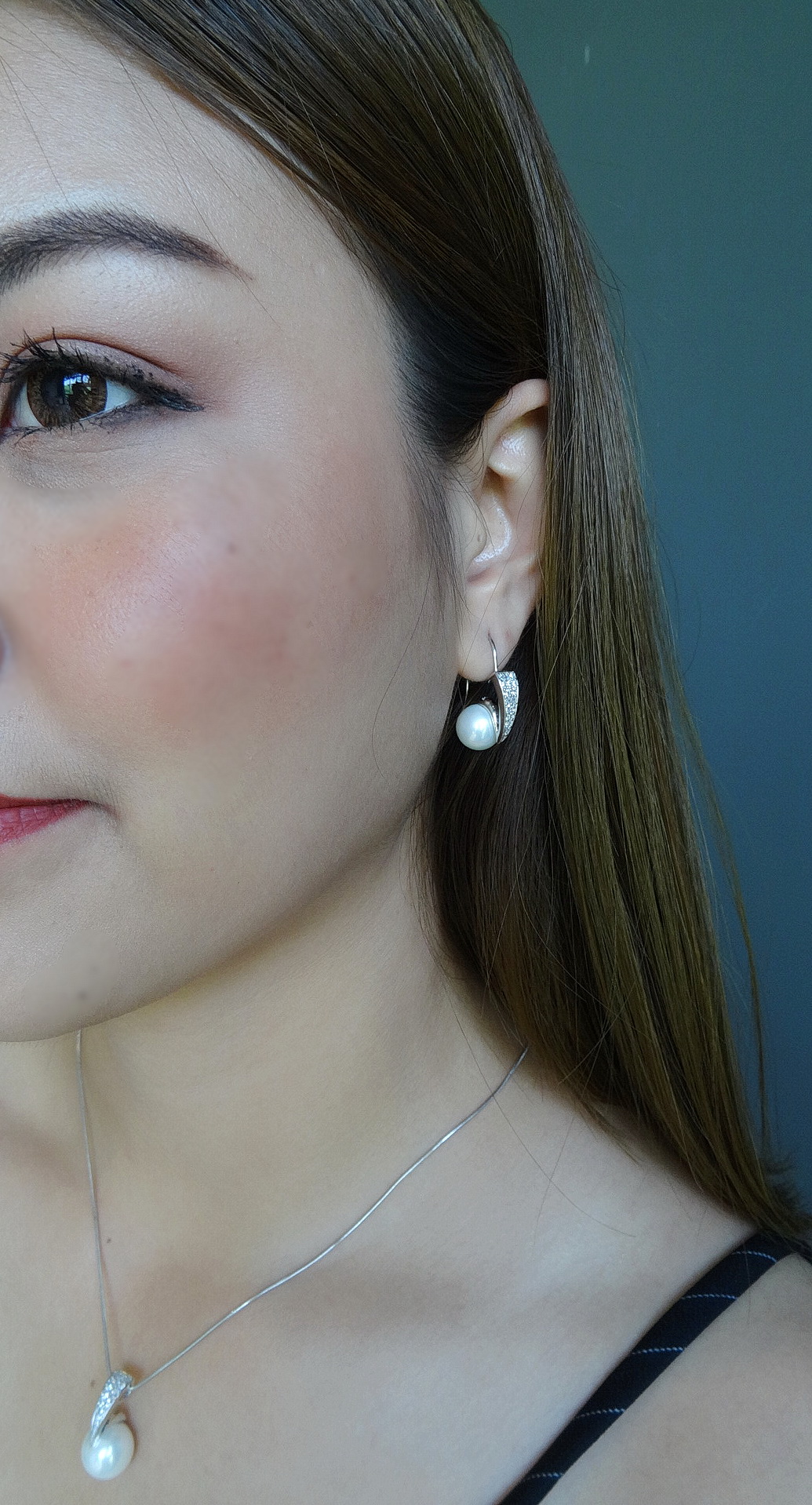 เซ็ทสร้อยคอเงินแท้พร้อมจี้มุกน้ำจืดแท้เม็ดใหญ่ขนาด 12 mm.ตัวเรือนเงินแท้ ชุบทองคำขาว ชิ้นงานประณีต