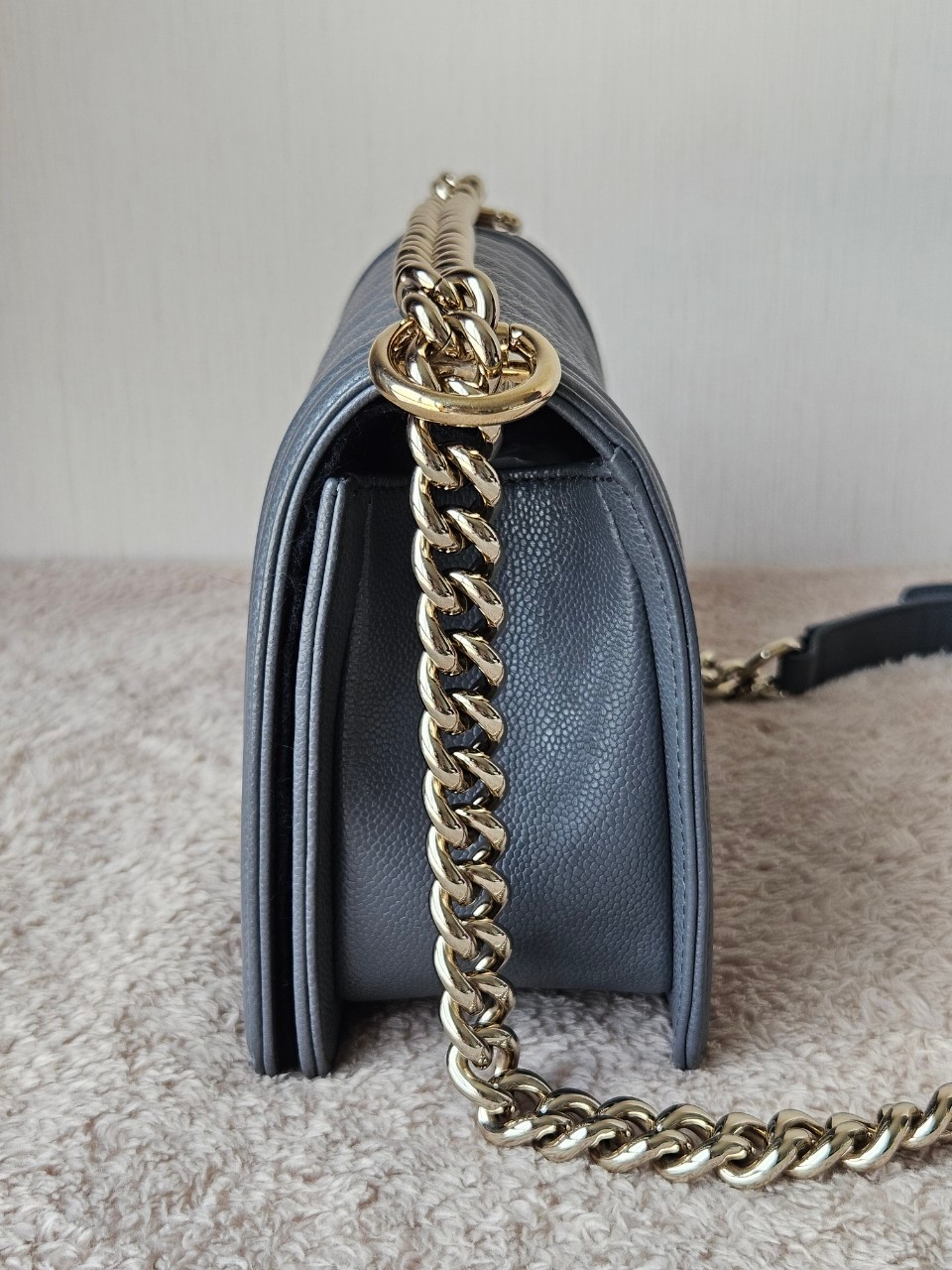 Chanel Boy 10 Cavier SHW สีเทา Microchip