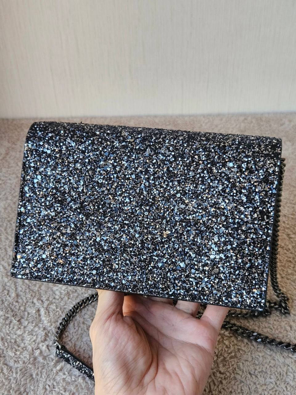 YSL 452159 Kate Bag in Black Sequins 7.5