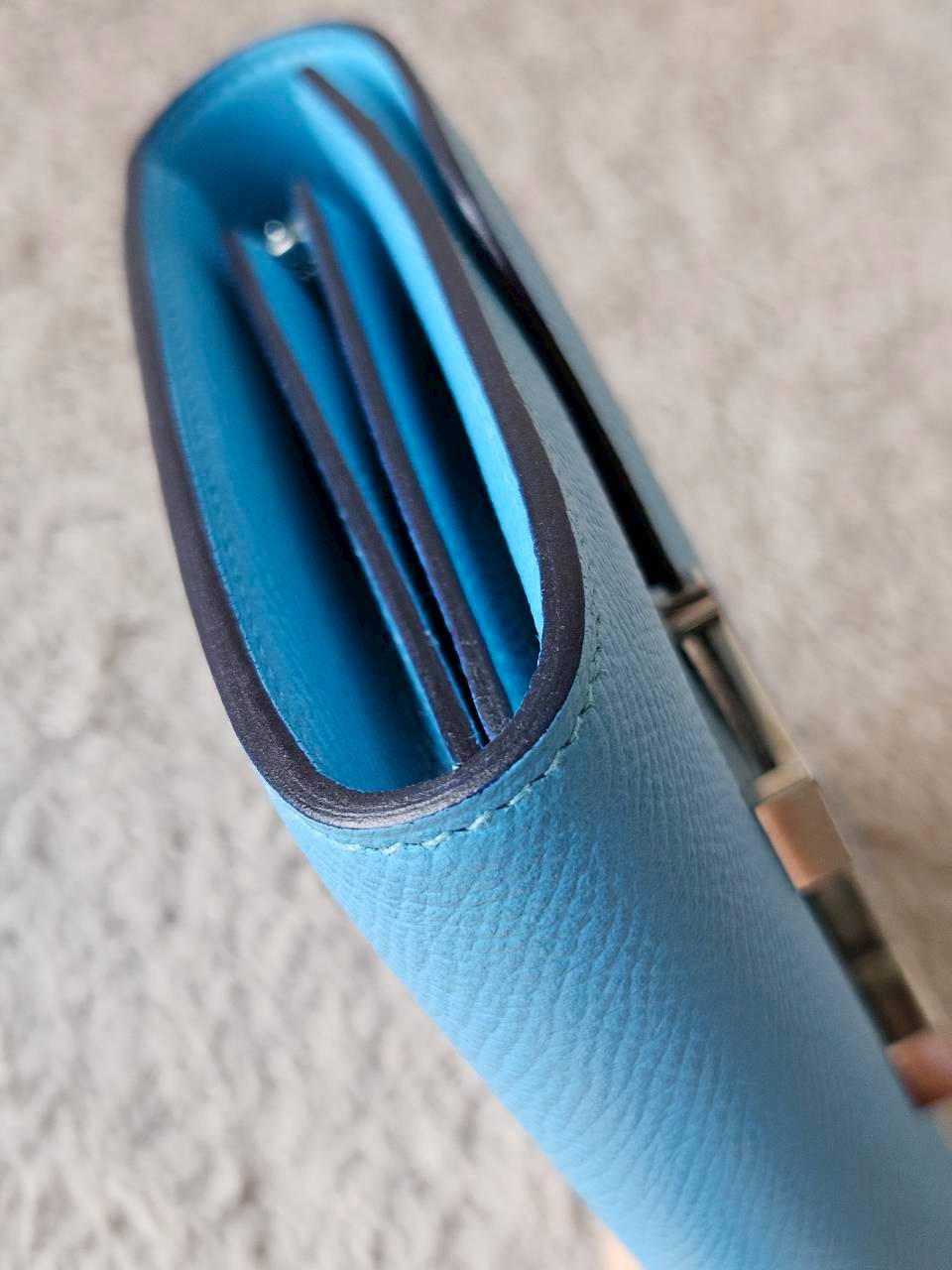 Hermes Constance Light Blue Wallet