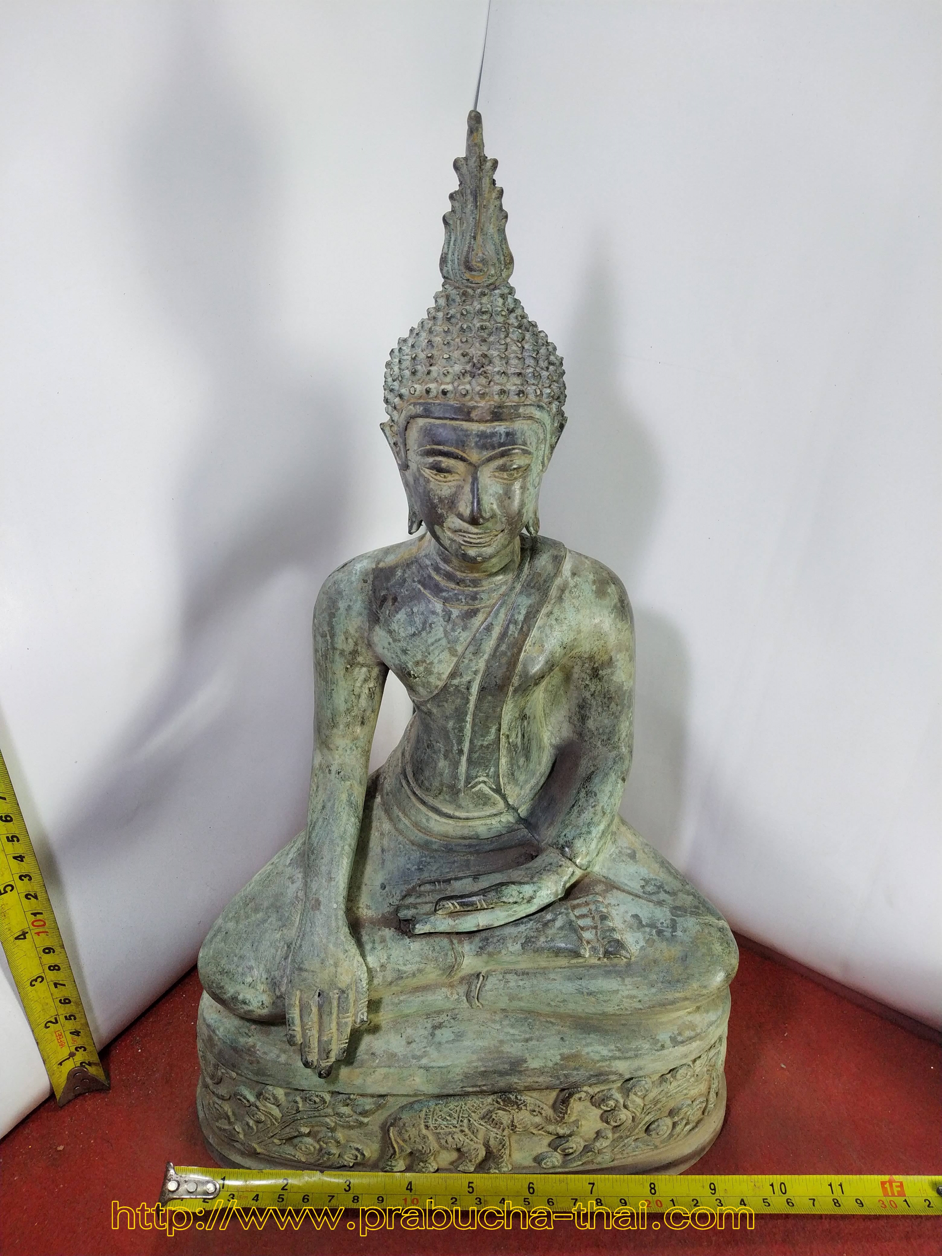 พระอู่ทอง ปางชนะมาร ฐานลายช้าง หน้าตัก 9 นิ้ว สภาพเก่า