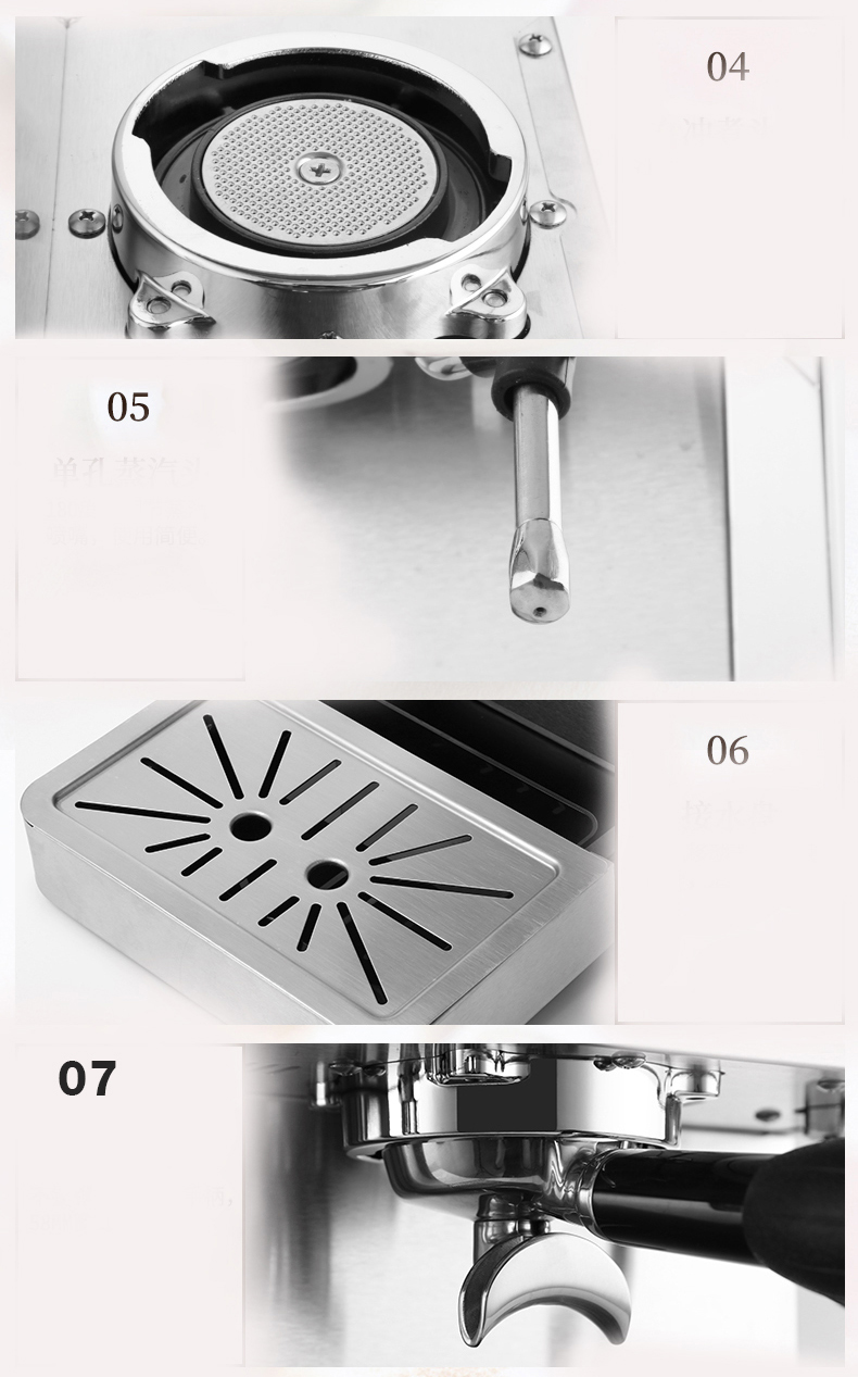 Coffee machine home Italian full semi-automatic small pump pressure steam milk foam 1450W.