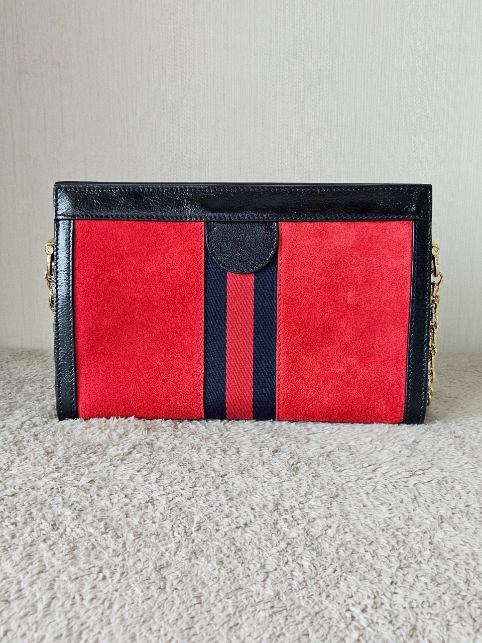 Gucci 503877 Ophidia Red Suede Chain Shoulder Bag