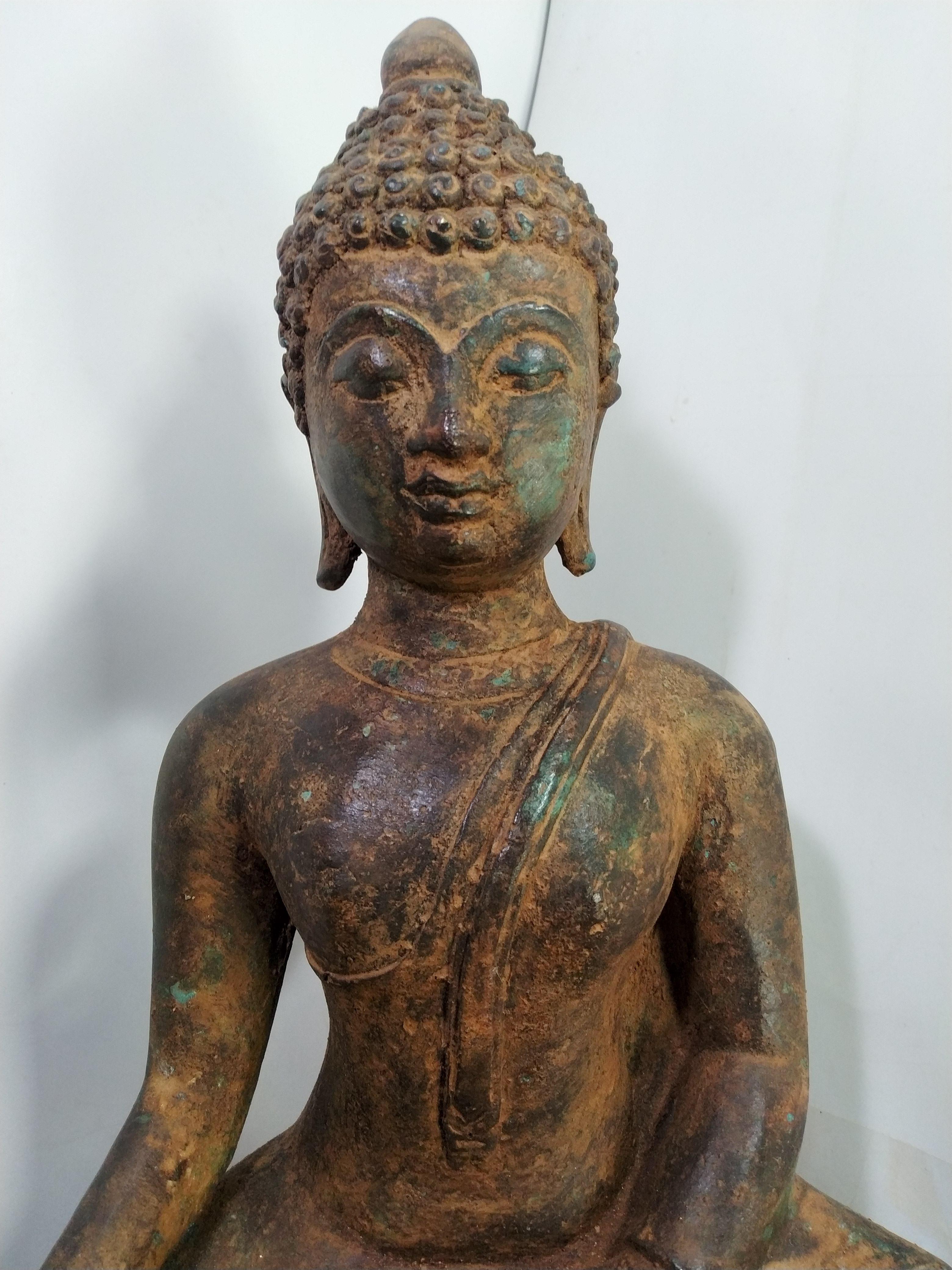 พระเชียงแสน สิงค์3 หน้าตัก 9 นิ้ว เนื้อโลหะสำริดสภ่าพเก่า