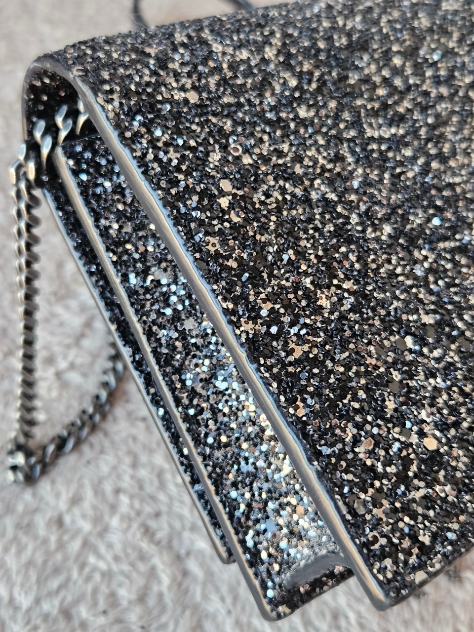 YSL 452159 Kate Bag in Black Sequins 7.5