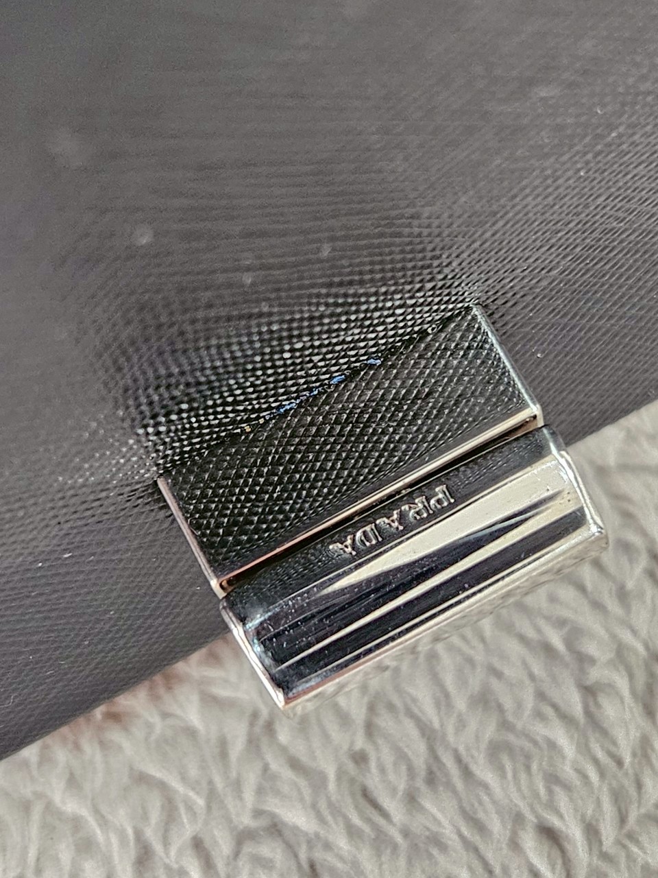 Prada 1BH014 Black Saffiano Leather Chain Shoulder Bag