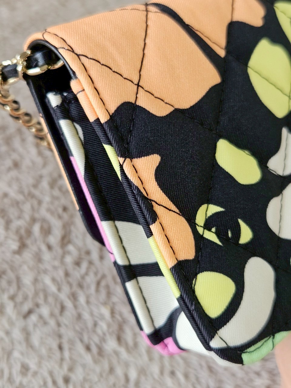 Chanel Multicolor Printed Fabric Mini Clutch With Chain holo32