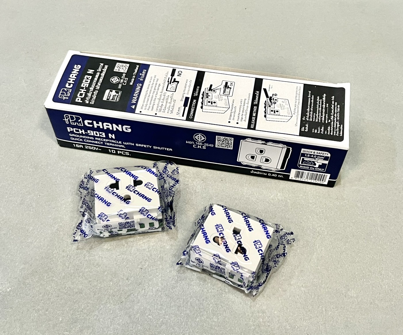 ปลั๊กกราวน์เดี่ยว ช้าง รุ่นใหม่ PCH903N รุ่นเสียบ