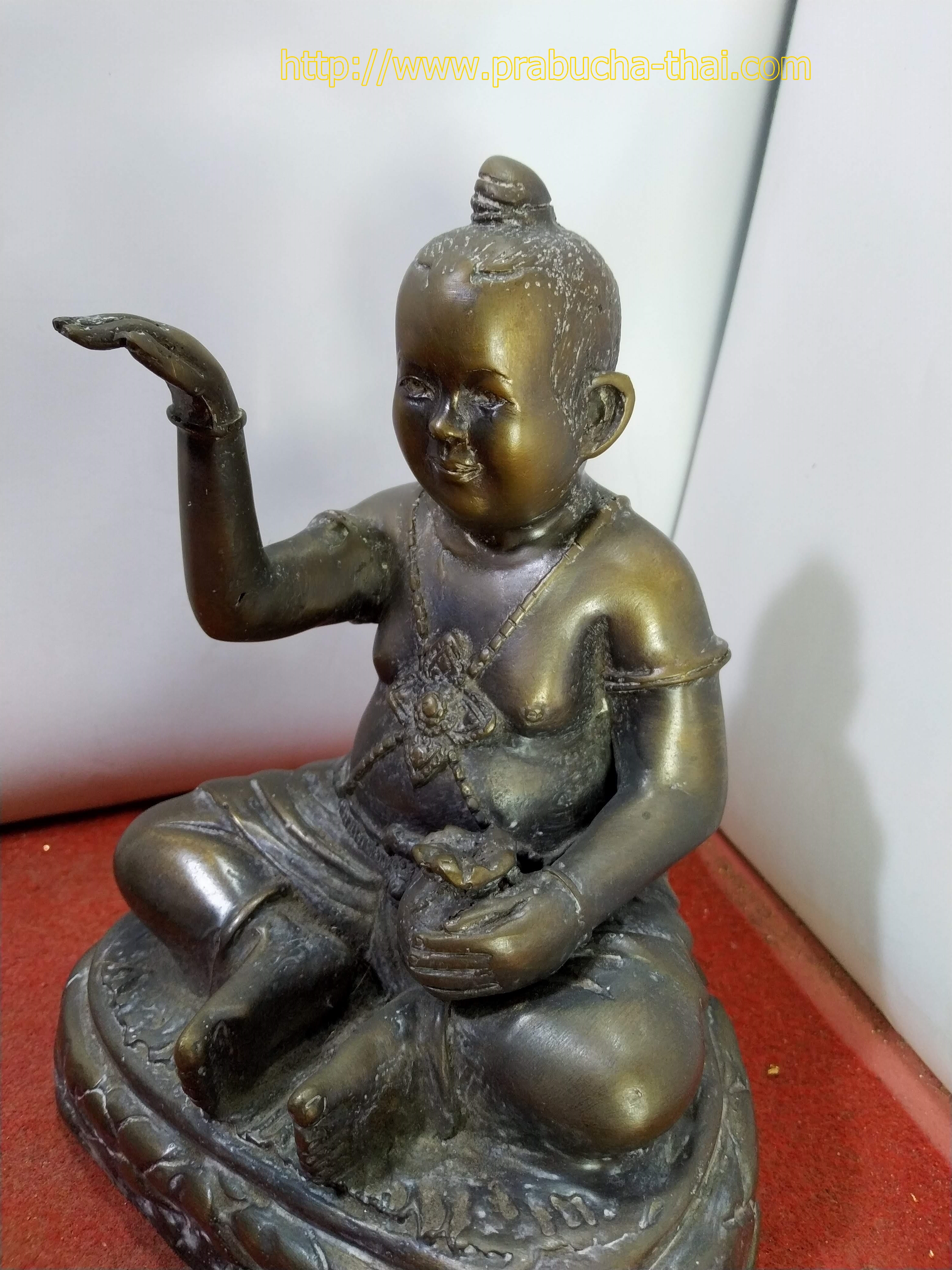 กุมารทองเพชรเจ้าจุก เนื้อโลหะฐานขนาด5นิ้ว วัดพรหมจริยาราม เชียงใหม่