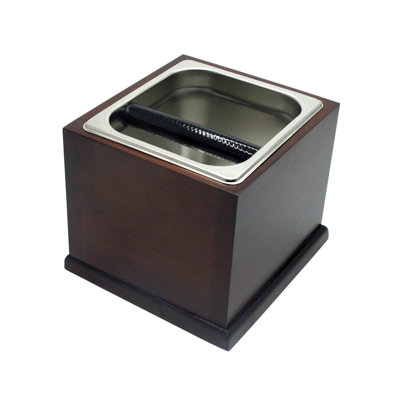 Stainless Knock box + Wood box Height 16.5 cm. (Large) 1610-263-1