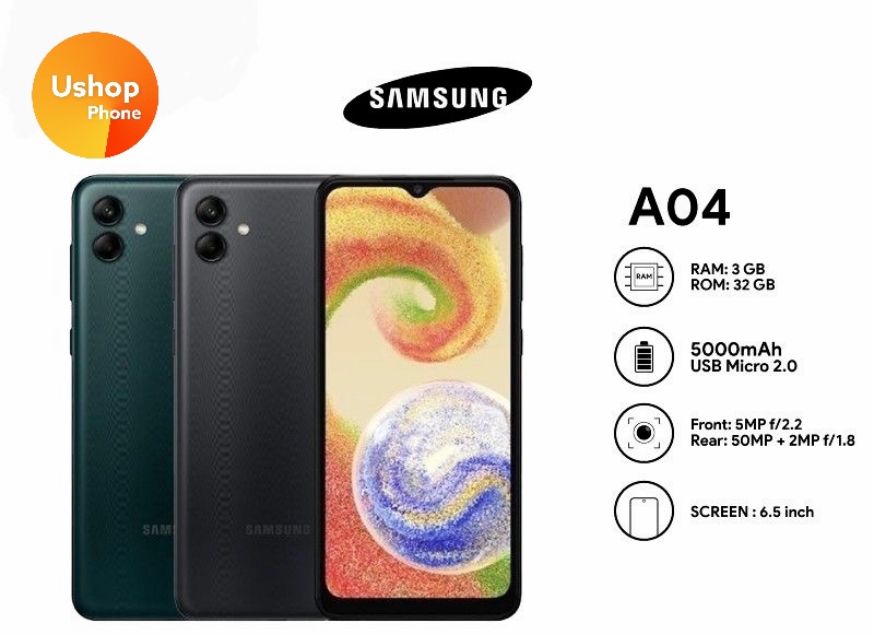 (เครื่องใหม่) สมาร์ทโฟน Samsung Galaxy A04 (3+32GB) ประกันศูนย์ 1 ปี