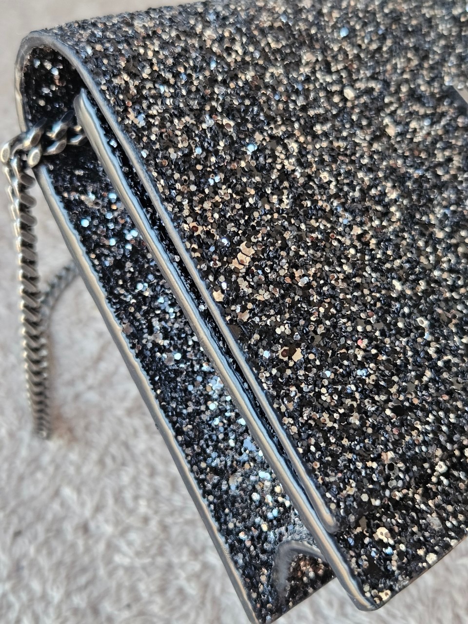 YSL 452159 Kate Bag in Black Sequins 7.5