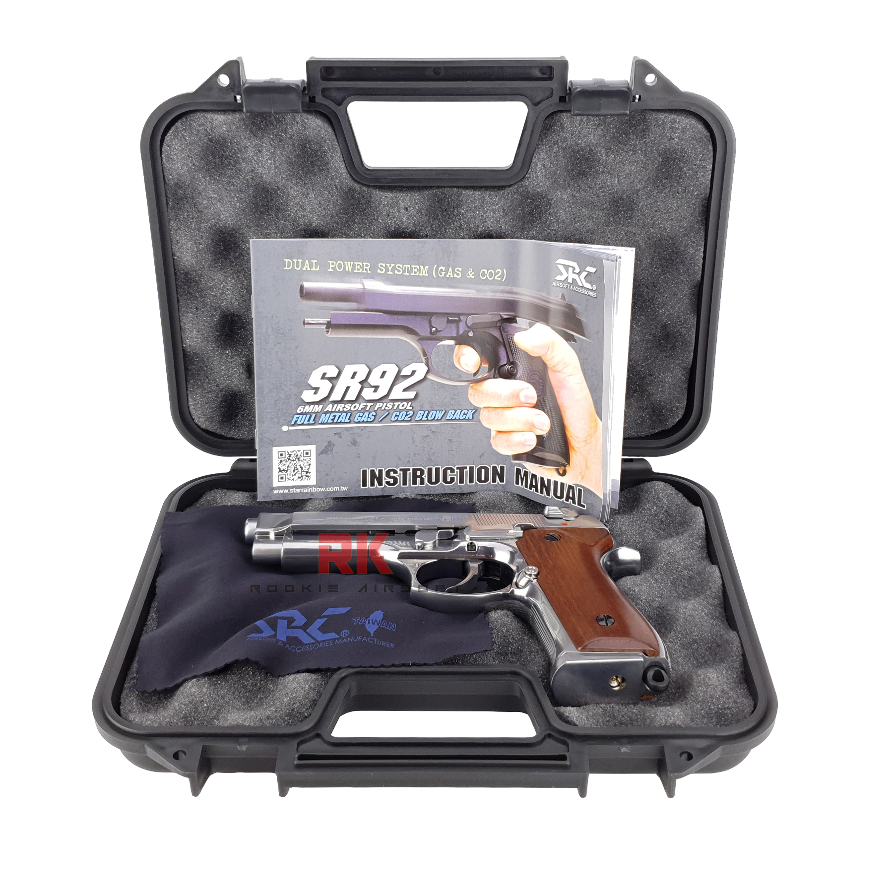 SRC Beretta M92 กริปไม้ GBB - Silver