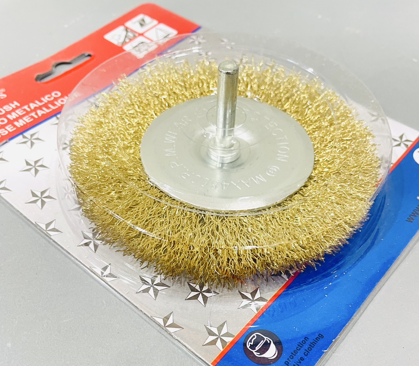 แปรงลวดกลม 4" มีแกน (แปรงล้อมีแกน)