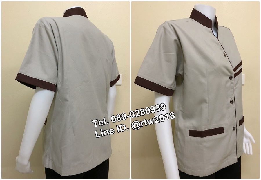 รหัส C4 : เสื้อแม่บ้านคอจีนแขนสั้นสีโอวัลติน