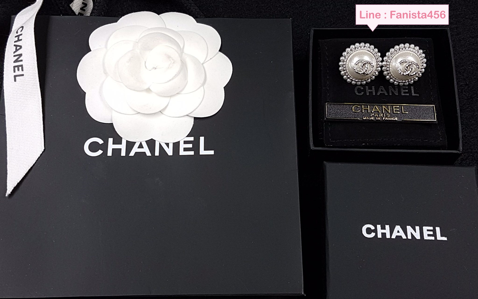 ต่างหู ชาแนล Chanel Earring ต่างหูชาแนลมุก (สีเงิน)