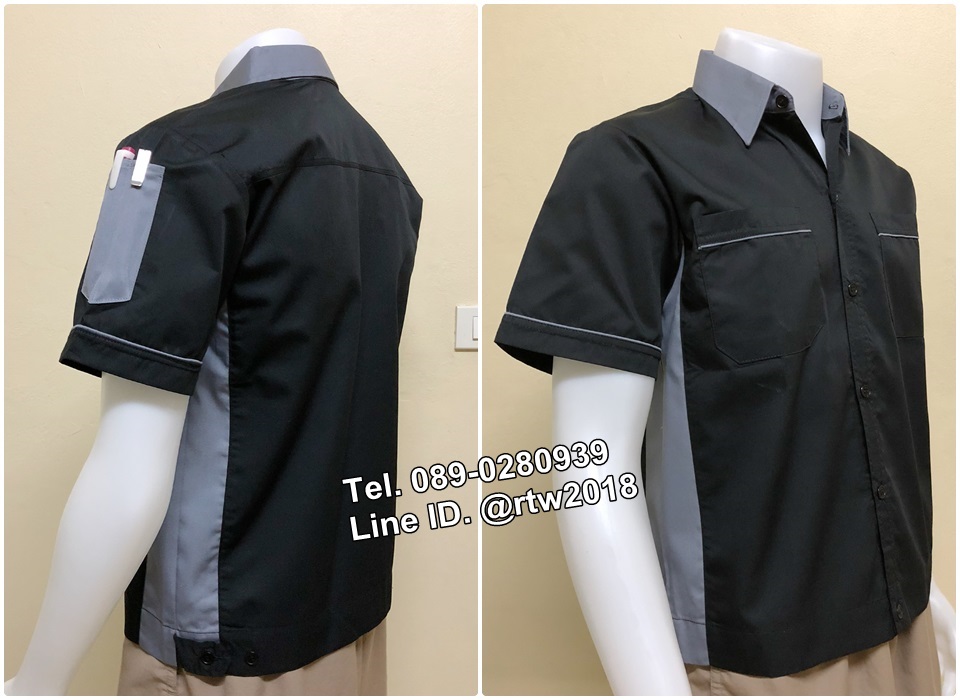 รหัส A27 : เสื้อช็อปแขนสั้นแบบดำข้างเทา